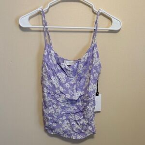 Astr Lavender Floral Ruffle Cami